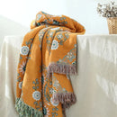 GobekUsa Gauze Flowers Double-Sided Cotton Throw Blanket with Tassels
