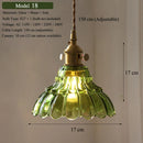 Nordic Green Glass Pendant Light With Brass Accents