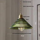 GobekUsa Amber Glass LED Pendant Lamp Walnut Wood Copper Hanging Light