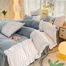 GobekUsa Lace Trim Solid Cotton Bedding Set - Queen/King/Double/Single Sizes