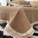 GobekUsa Lace Ruffles Quilted Bedspread Set with Pillowcases Queen Size