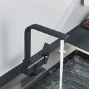 GobekUsa 360° Rotating Black Kitchen Faucet, Deck Mount Sink Mixer Tap, 304 Stainless Steel