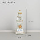 GobekUsa Coastal Wooden Lighthouse & Ship Model for Mediterranean Home Decor