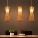 Japanese Bamboo Woven Pendant Light in Natural Finish