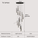 GobekUsa Gold Crystal Stairs Chandelier Luxe LED Pendant Light Luxury Indoor Lighting