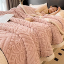 GobekUsa Double-Layer Coral Fleece Blanket: Super Soft Queen King Quilt for Winter