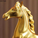 GobekUsa Golden Horse Mascot Resin Statue Artwork for Aesthetic Room Decor