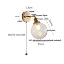 GobekUsa Glass Rotate Copper Wall Sconce | Pull Chain Switch LED Light Fixture