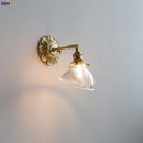 GobekUsa Green Glass LED Wall Lamp with Copper Base for Bedroom Living Room