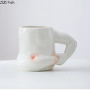 GobekUsa Creative Pinch Belly Ceramic Cup Set for Dining Table Coffee Milk Tea Juice