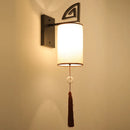 GobekUsa Chinese Style E27 Cloth Wall Sconce for Living Room Bedroom Lighting