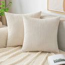 GobekUsa Corduroy Striped Throw Pillow Covers - Soft Decorative Cushion Cases
