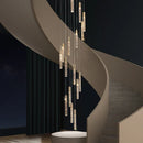 GobekUsa Cylindrical Stair Chandelier: Modern Attic Living Room Lighting