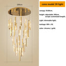 GobekUsa Gold Chrome Steel Crystal Pendant Lights with Dimmable LED for Villa Stair