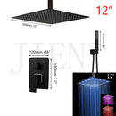 GobekUsa Black Bathroom Shower Faucet Set with Ceiling Mount LED Shower Head Mixer Tap
