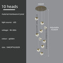 GobekUsa Crystal Modern Chandelier for Living Room Luxury Loft LED Lighting Staircase Chandelier