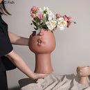 GobekUsa Abstract Face Ceramic Vase for Table Flowers Decoration