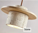 Japanese Stone and Wood Cream Pendant Light
