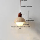 GobekUsa Globe LED Pendant Light Yellow Travertine Stone White Glass Adjust Hang Lamp