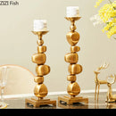 GobekUsa Golden Alloy Stone Pile Candle Holder Ornament Home Aroma Container