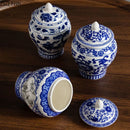 GobekUsa Blue & White Porcelain Tea Canister | Ceramic Sealed Caddy Jar