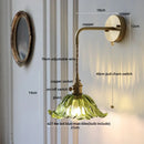 GobekUsa Amber Glass LED Wall Sconce, Brass Finish, Adjustable Wire, Modern Nordic Style