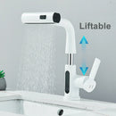 GobekUsa Digital Display Basin Faucet with 3-Way Nozzle: Pull Out, Rainfall Stream, Hot Cold Mixer
