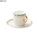 GobekUsa Gold-Striped Ceramic Cup & Saucer Set for Dining Table Coffee Milk Tea Juice