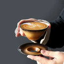 GobekUsa Ceramic Latte Coffee Cup and Saucer Set for Afternoon Tea and Breakfast