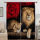 GobekUsa Animal Avatars Printed 2PC Curtains: Lions, Tigers, Leopards for Kitchen, Cafe, Living Room