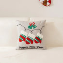 GobekUsa Christmas Cartoon Letter Embroidered Pillow Cover Festive Sofa Cushion
