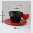 GobekUsa Heart Shape Porcelain Lovers Mug Set Dining Coffee Cup Tea Saucer Juice Cup