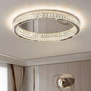 GobekUsa Crystal LED Ceiling Light Chrome Steel Chandelier - Dimmable Round Lamp