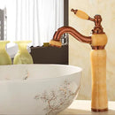 GobekUsa Gold Jade Brass Bathroom Basin Faucet | Deck Mounted Hot Cold Water Mixer