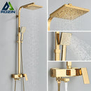 GobekUsa Golden Shower Faucet Set with 8" Rainfall Shower, Wall Mounted Hand Shower