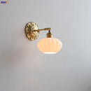 GobekUsa Green Glass LED Wall Lamp with Copper Base for Bedroom Living Room