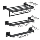 GobekUsa Black Bathroom Accessories Set: Robe Hook, Towel Rail, Shelf, Tissue Holder