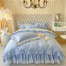 GobekUsa Korean Princess Lace Ruffles Bedding Set in Bean Paste Pink