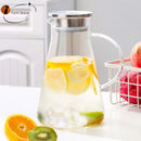 GobekUsa Glass Pitcher - Large Heat-Resistant Borosilicate Jug with Stainless Steel Lid