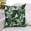 GobekUsa Green Plant Leaves Flower Linen Cushion Cover - Modern Sofa Throw Pillow Cover