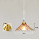 GobekUsa Cracked Glass Copper Wooden Pendant Light for Home Indoor Living Room