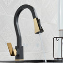 GobekUsa Black Gold Kitchen Faucet with Flexible Pull Down Sprayer