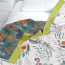 GobekUsa Japanese Cotton Single Bedspread with Pillow Towel - Floral Birds Design