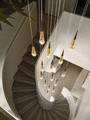 GobekUsa Crystal Chandelier for Stairwell and Living Room Dimming Lighting