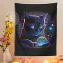 GobekUsa Black Cat Tapestry: Trippy Magic Crystal Ball Wall Art for Boho Home Decor