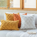GobekUsa Cotton Diamond Cushion Cover in Mustard Orange Beige for Living Room Sofa Bed