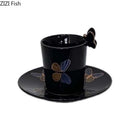 GobekUsa Butterfly Pattern Ceramic Cup & Saucer Set for Dining Table and Coffee