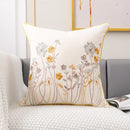 GobekUsa 3D Pink Flower Farmhouse Style Cushion Cover 45x45cm - Embroidered Sofa, Bed, Living Room