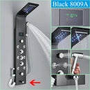 GobekUsa LED Blue Light Shower System with Temperature Display, Massage Column, Waterfall Rainfall