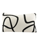 GobekUsa Geometric Line Embroidered Pillowcase in Black White Beige Suede Canvas